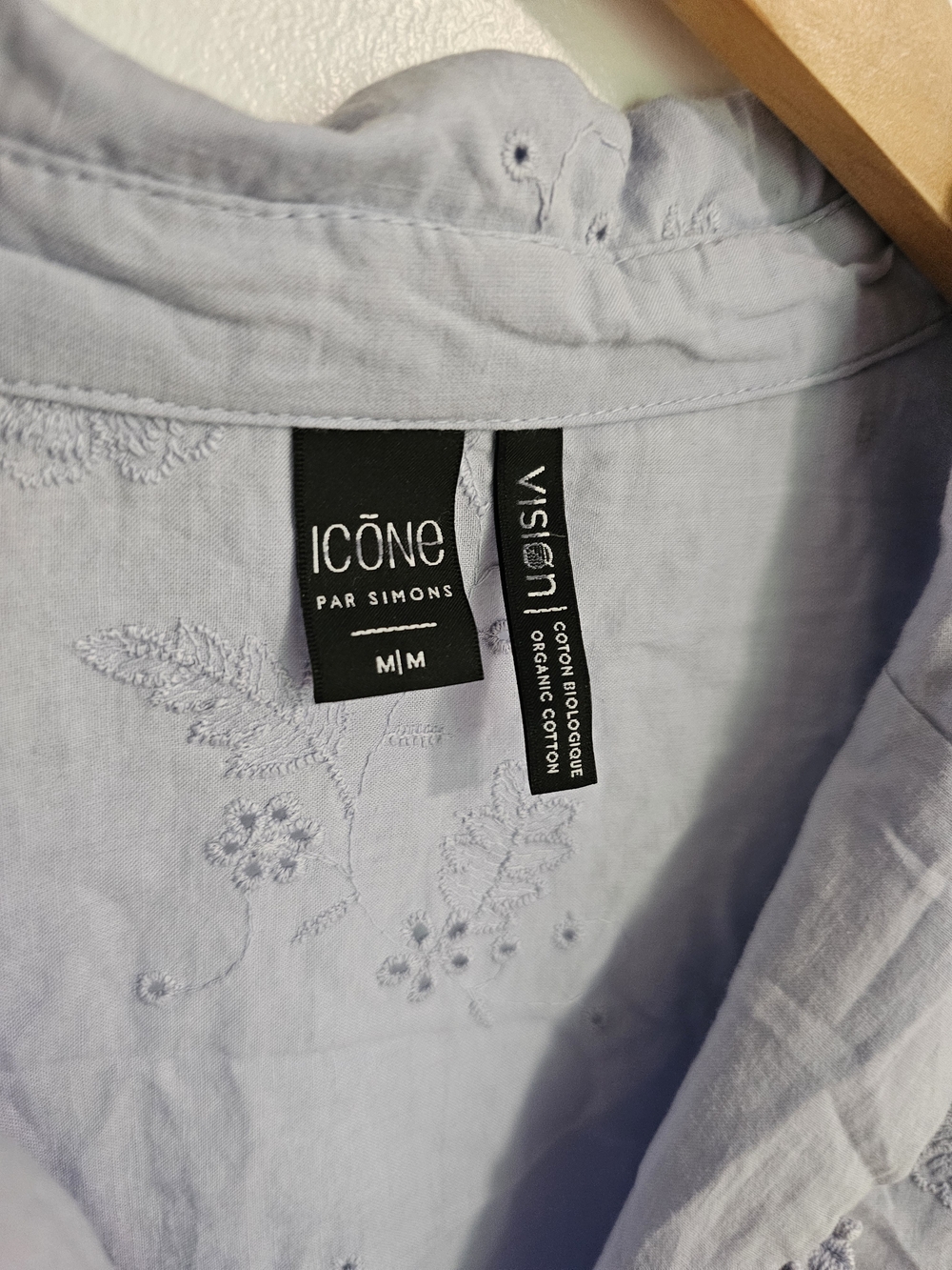 Simons Icone Lavender Eyelet Tie-Waist Shirt Size Medium Romantic 100% Cotton - Picture 6 of 11